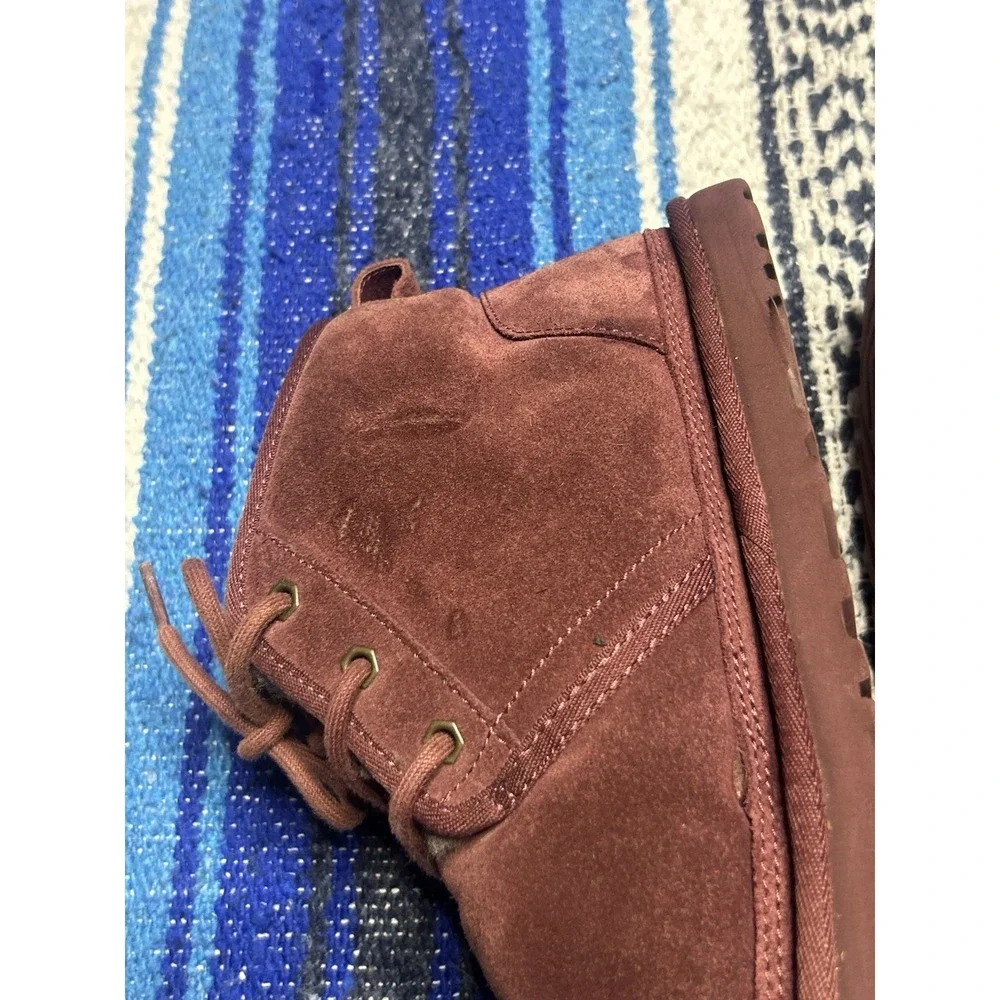 UGG Neumel Chukka Boots Men's Size 10 Burgundy Oxblood Suede Wool Lined